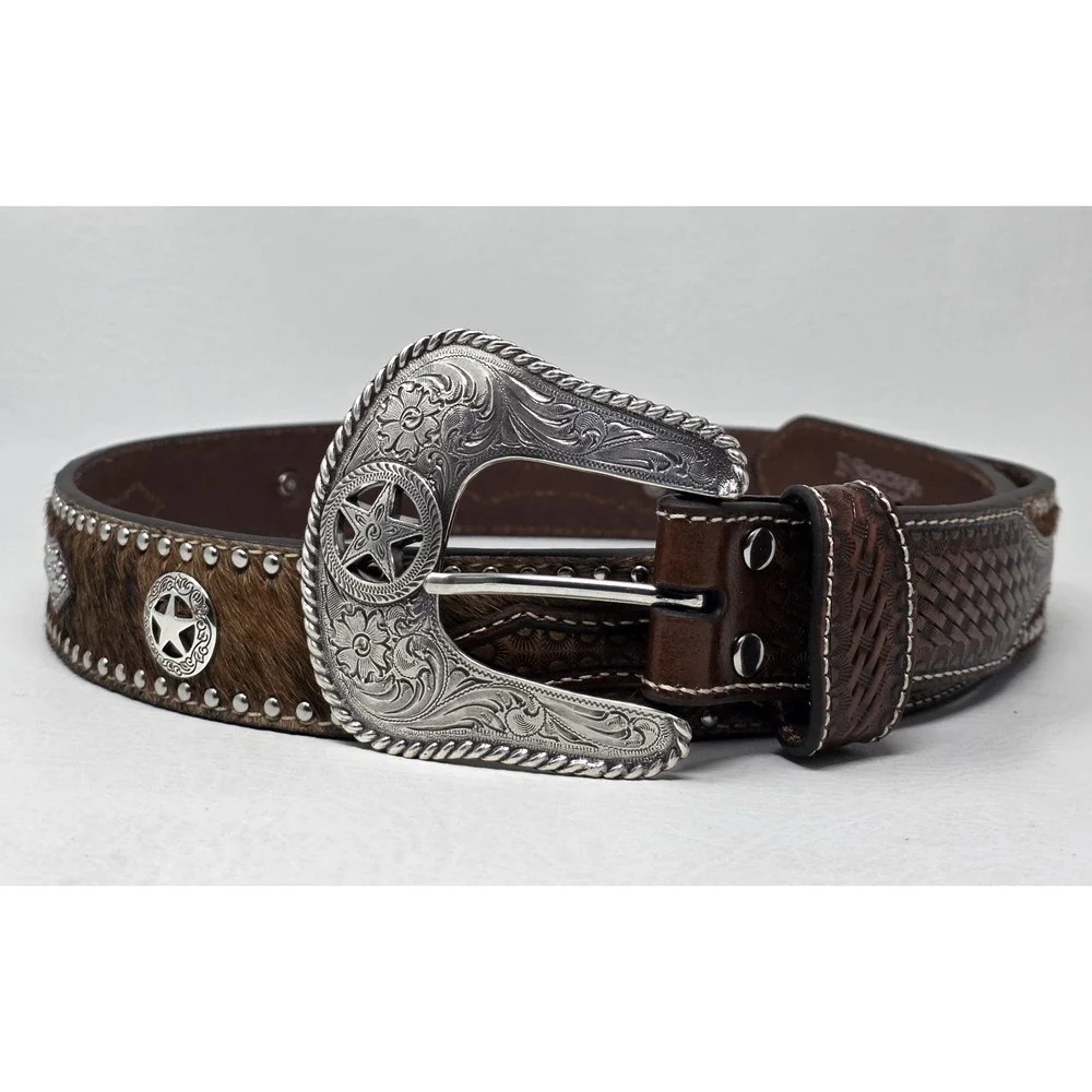 Nocona Men's Size 36 Pro Series Star Buckle Genuine Leather Brown Belt New